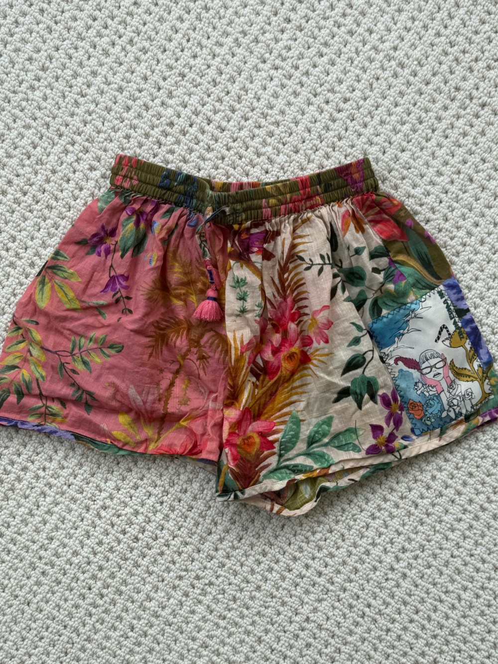 Zimmermann Pink & Green Floral Patchwork Kids Shorts